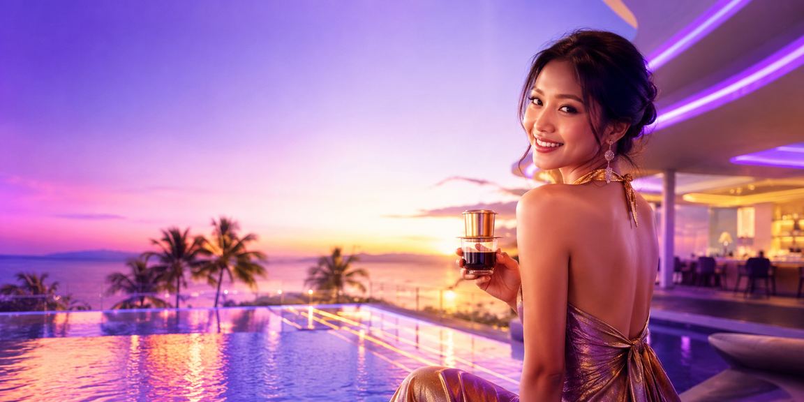 Người chơi thư giãn thưởng thức cà phê tại khu giải trí Đà Nẵng