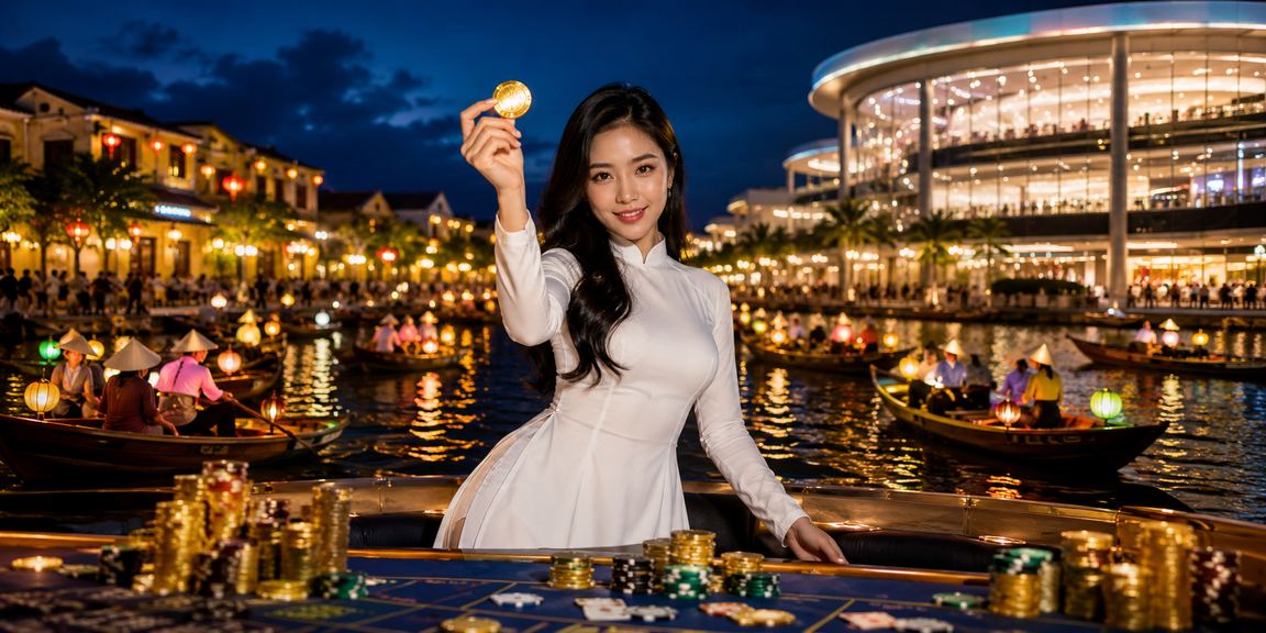 Người chơi tham gia trò chơi bài tại Hội An trong không khí lễ hội đặc sắc